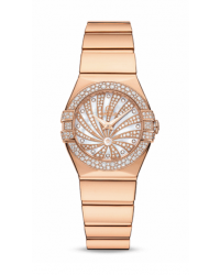 Omega Constellation  Quartz Small Women's Watch, 18K Rose Gold, Diamond Pave Dial, 123.55.24.60.55.013