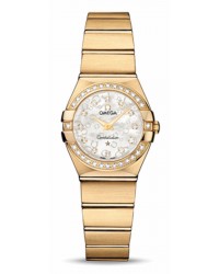 Omega Constellation  Quartz Small Women's Watch, 18K Yellow Gold, Mother Of Pearl & Diamonds Dial, 123.55.24.60.55.016