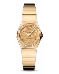 Omega Constellation  Quartz Women's Watch, 18K Yellow Gold, Champagne & Diamonds Dial, 123.55.24.60.58.002