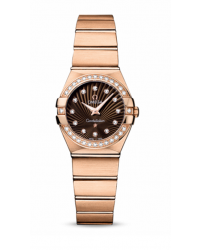Omega Constellation  Quartz Women's Watch, 18K Rose Gold, Brown & Diamonds Dial, 123.55.24.60.63.001