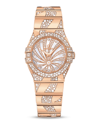 Omega Constellation  Quartz Women's Watch, 18K Rose Gold, Diamond Pave Dial, 123.55.27.60.55.011