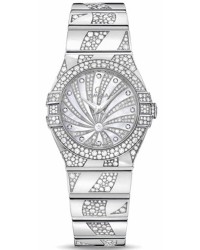 Omega Constellation  Quartz Women's Watch, 18K White Gold, Diamond Pave Dial, 123.55.27.60.55.012