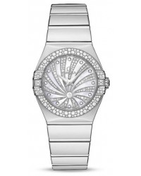 Omega Constellation  Quartz Women's Watch, 18K White Gold, Diamond Pave Dial, 123.55.27.60.55.014