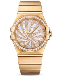 Omega Constellation  Automatic Men's Watch, 18K Yellow Gold, Diamond Pave Dial, 123.55.35.20.55.001