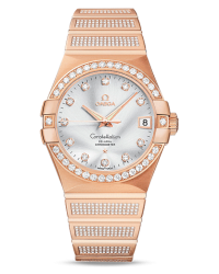 Omega Constellation  Automatic Men's Watch, 18K Rose Gold, Silver & Diamonds Dial, 123.55.38.21.52.005