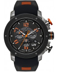 LIV Genesis X1  Chronograph Quartz Men's Watch, Gunmetal, Black Dial, 1230.45.10.SRB100