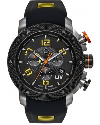 LIV Genesis X1  Chronograph Quartz Men's Watch, Gunmetal, Black Dial, 1230.45.13.SRB500
