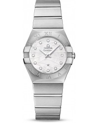 Omega Constellation  Quartz Women's Watch, Stainless Steel, Mother Of Pearl & Diamonds Dial, 123.10.27.60.55.003