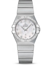 Omega Constellation  Quartz Women's Watch, Stainless Steel, Mother Of Pearl & Diamonds Dial, 123.10.27.60.55.004