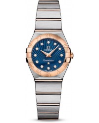 Omega Constellation  Quartz Small Women's Watch, 18K Rose Gold, Blue Dial, 123.20.24.60.53.001