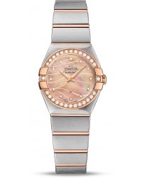 Omega Constellation  Quartz Small Women's Watch, Steel & 18K Rose Gold, Gold Dial, 123.25.24.60.57.002