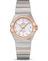 Omega Constellation  Automatic Women's Watch, Steel & 18K Rose Gold, Mother Of Pearl & Diamonds Dial, 123.25.27.20.55.006