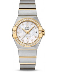 Omega Constellation  Automatic Women's Watch, Steel & 18K Yellow Gold, Mother Of Pearl & Diamonds Dial, 123.25.27.20.55.007