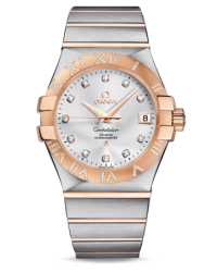 Omega Constellation  Automatic Men's Watch, 18K Rose Gold, Silver & Diamonds Dial, 123.25.35.20.52.003