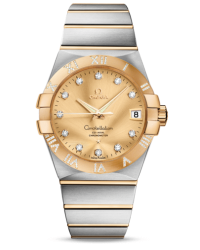 Omega Constellation  Automatic Men's Watch, 18K Yellow Gold, Champagne & Diamonds Dial, 123.25.38.21.58.002