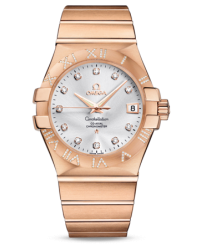 Omega Constellation  Automatic Men's Watch, 18K Rose Gold, Silver & Diamonds Dial, 123.55.35.20.52.003