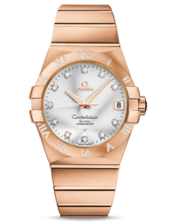 Omega Constellation  Automatic Men's Watch, 18K Rose Gold, Silver & Diamonds Dial, 123.55.38.21.52.007