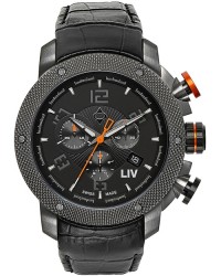 LIV Genesis X1  Chronograph Quartz Men's Watch, Stainless Steel Gray IP, Black Dial, 1240.45.11.A200