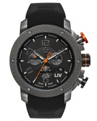 LIV Genesis X1  Chronograph Quartz Men's Watch, Stainless Steel Gray IP, Black Dial, 1240.45.11.SRB200