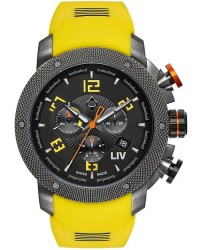 LIV Genesis X1  Chronograph Quartz Men's Watch, Stainless Steel Gray IP, Black Dial, 1240.45.13.SRB400