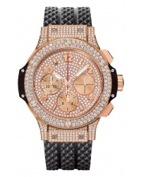 Hublot Big Bang 41mm  Chronograph Automatic Men's Watch, 18K Rose Gold, Diamond Pave Dial, 341.PX.9010.RX.1704