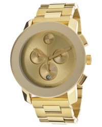 Movado Bold  Chronograph Quartz Men's Watch, Gold Plated, Gold Dial, 3600141