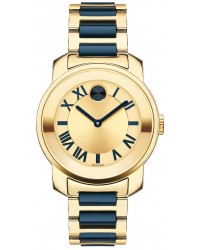 Movado Bold  Quartz Women's Watch, Ion Plated Steel, Gold Dial, 3600355