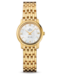 Omega De Ville  Quartz Small Women's Watch, 18K Yellow Gold, White Mother Of Pearl Dial, 424.50.24.60.05.001