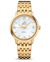 Omega De Ville  Automatic Women's Watch, 18K Yellow Gold, White Mother Of Pearl Dial, 424.50.33.20.05.001