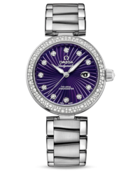 Omega De Ville Ladymatic  Automatic Women's Watch, Stainless Steel, Purple & Diamonds Dial, 425.35.34.20.60.001