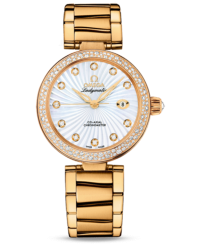 Omega De Ville Ladymatic  Automatic Women's Watch, 18K Yellow Gold, Mother Of Pearl & Diamonds Dial, 425.65.34.20.55.004
