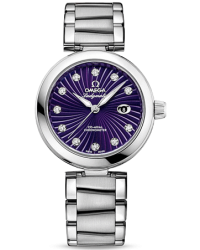 Omega De Ville Ladymatic  Automatic Women's Watch, Stainless Steel, Purple & Diamonds Dial, 425.30.34.20.60.001