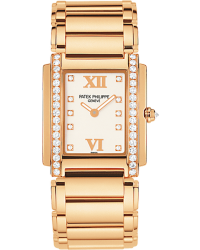 Patek Philippe Twenty 4  Quartz Women's Watch, 18K Rose Gold, White & Diamonds Dial, 4910/11R-011