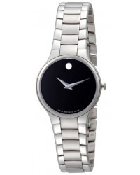 Movado Serio  Quartz Women's Watch, Stainless Steel, Black Dial, 606383