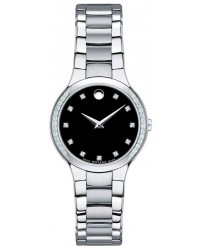 Movado Serio  Quartz Women's Watch, Stainless Steel, Black Dial, 606491