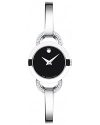 Movado Rondiro  Quartz Women's Watch, Stainless Steel, Black Dial, 606798