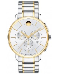 Movado Thin Classic  Quartz Women's Watch, Stainless Steel & Yellow PVD, Silver Dial, 606887