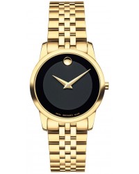Movado Museum  Quartz Women's Watch, Stainless Steel Yellow PVD, Black Dial, 607005