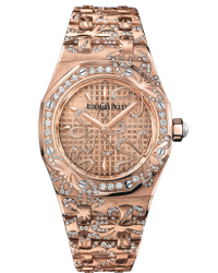 Audemars Piguet Royal Oak  Quartz Women's Watch, 18K Rose Gold, Gold Dial, 67617OR.ZZ.1235OR.01