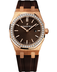 Audemars Piguet Royal Oak  Quartz Women's Watch, 18K Rose Gold, Brown Dial, 67651OR.ZZ.D080CA.01