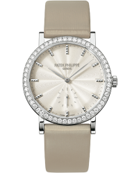 Patek Philippe Calatrava  Mechanical Women's Watch, 18K White Gold, Cream & Diamonds Dial, 7120G-001