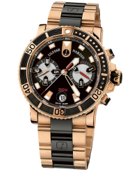 Ulysse Nardin Maxi Marine Diver  Chronograph Automatic Men's Watch, 18K Rose Gold, Black Dial, 8006-102-8C/92