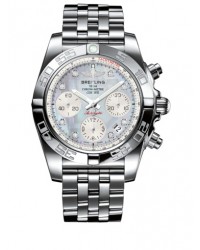 Breitling Chronomat 41  Chronograph Automatic Men's Watch, Stainless Steel, Mother Of Pearl & Diamonds Dial, AB014012.G712.378A