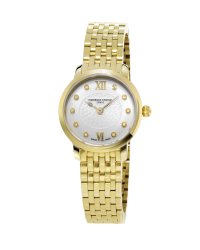 Frederique Constant Slimline  Quartz Women's Watch, 18K Gold Plated, Silver Dial, FC-200WHDS5B