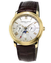 Frederique Constant Buisness Timer  Quartz Men's Watch, 18k Rose Gold Plated, Silver Dial, FC-270SW4P5