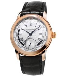 Frederique Constant World Timer  Automatic Men's Watch, 18k Rose Gold Plated, Silver Dial, FC-718MC4H4