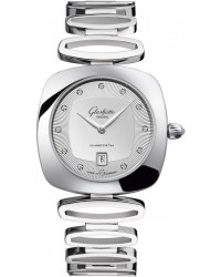 Glashutte Original Pavonina  Quartz Women's Watch, Stainless Steel, Silver & Diamonds Dial, 1-03-01-10-12-14