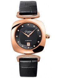 Glashutte Original Pavonina  Quartz Women's Watch, 18K Rose Gold, Black & Diamonds Dial, 1-03-01-28-05-02