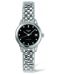 Longines Flagship  Automatic Women's Watch, Stainless Steel, Black & Diamonds Dial, L4.274.4.57.6