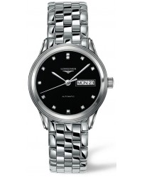 Longines Flagship  Automatic Men's Watch, Stainless Steel, Black & Diamonds Dial, L4.799.4.57.6